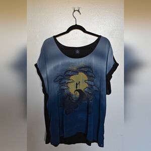 Plus Size The Nightmare Before Christmas Jack & Sally Chiffon Girls Top Size 2XL
